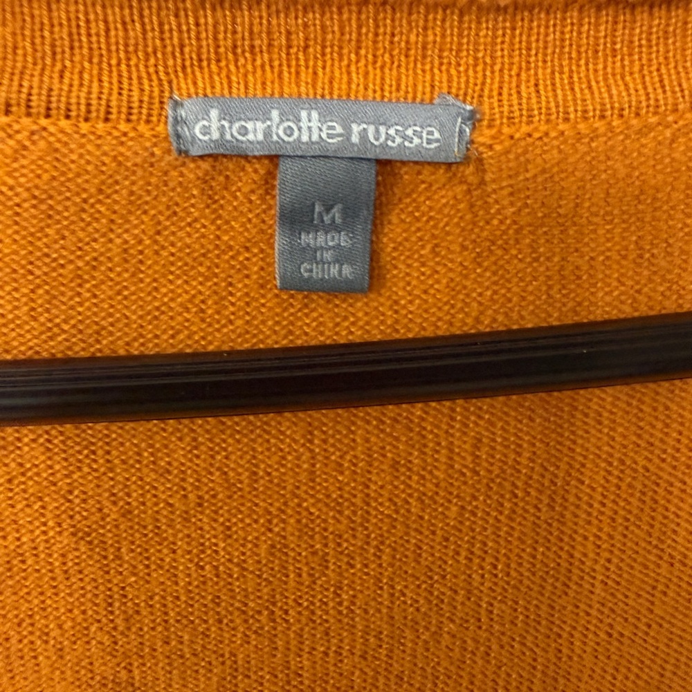 Charlotte Russe Mustard Button-Up V-Neck Cardigan - Picture 3 of 3
